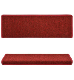 Tapis d'escalier 15 pcs 65x21x4 cm Rouge