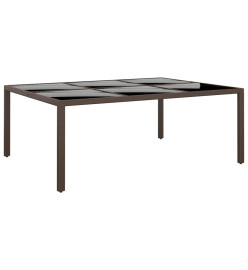 Table de jardin avec dessus en verre Marron 200x150x75 cm Rotin