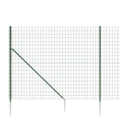 Clôture en treillis métallique et piquet d'ancrage vert 1,6x10m