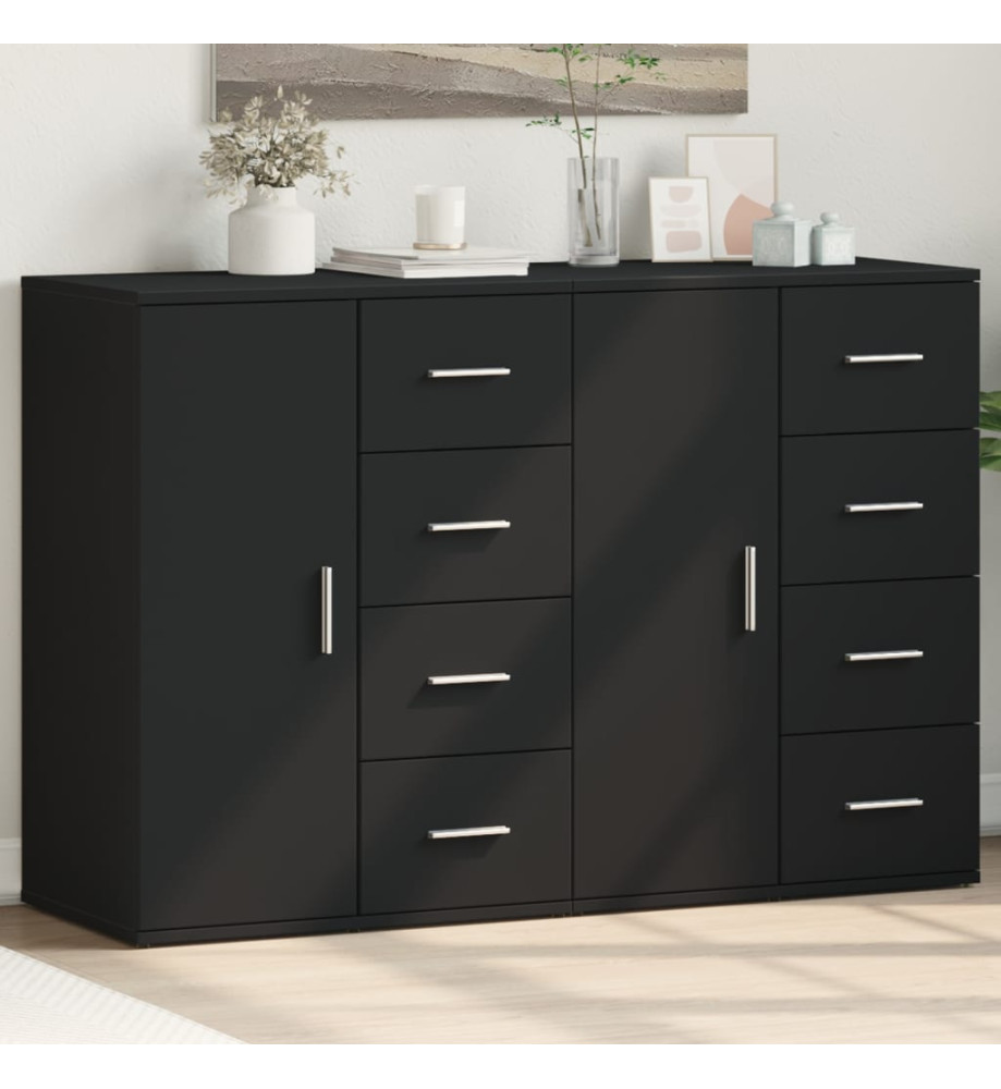 Buffets 2 pcs noir 59x39x80 cm bois d'ingénierie Buffets 2 pcs noir 59x39x80 cm bois d'ingénierie