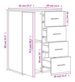 Buffets 2 pcs noir 59x39x80 cm bois d'ingénierie