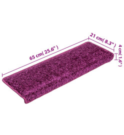 Tapis d'escalier 15 pcs 65x21x4 cm Violet