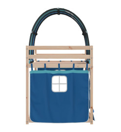 Lit superposé avec rideaux bleu 75x190 cm bois pin massif