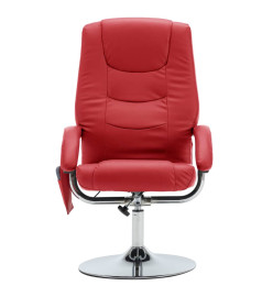 Fauteuil de massage avec repose-pieds rouge similicuir