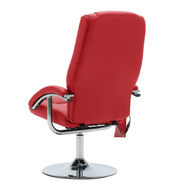 Fauteuil de massage avec repose-pieds rouge similicuir