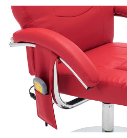 Fauteuil de massage avec repose-pieds rouge similicuir