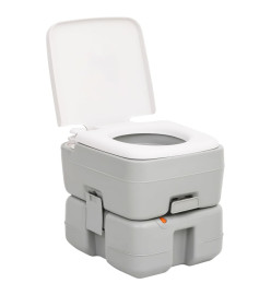 Toilette de camping portable gris et blanc 15+10 L PEHD