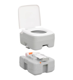 Toilette de camping portable gris et blanc 15+10 L PEHD