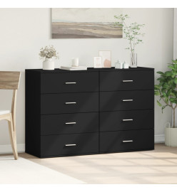 Buffets 2 pcs noir 60x39x80 cm bois d’ingénierie