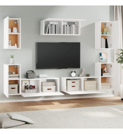 Ensemble de meubles TV 7 pcs Blanc Bois d'ingénierie