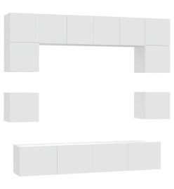 Ensemble de meubles TV 8 pcs Blanc Bois d'ingénierie