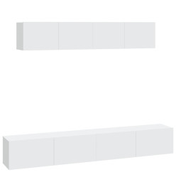 Ensemble de meubles TV 4 pcs Blanc Bois d'ingénierie