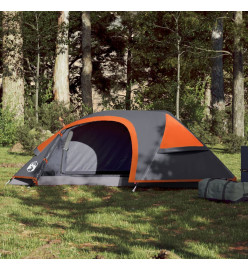 Tente de camping à dôme 1 personne gris et orange imperméable