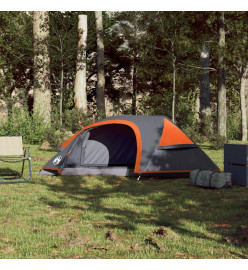 Tente de camping à dôme 1 personne gris et orange imperméable