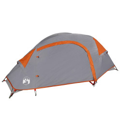 Tente de camping à dôme 1 personne gris et orange imperméable