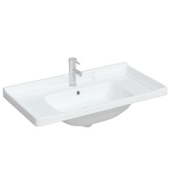 Évier salle de bain blanc 91,5x48x23 cm rectangulaire céramique