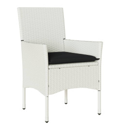 Ensemble à manger de jardin et coussins 9 pcs blanc rotin verre