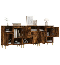 Buffets 3 pcs chêne fumé 60x35x70 cm bois d'ingénierie