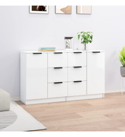 Buffets 2 pcs Blanc brillant 60x30x70 cm Bois d'ingénierie