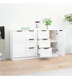 Buffets 2 pcs Blanc brillant 60x30x70 cm Bois d'ingénierie