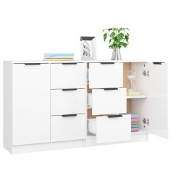 Buffets 2 pcs Blanc brillant 60x30x70 cm Bois d'ingénierie