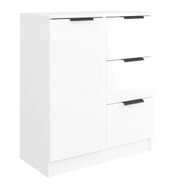 Buffets 2 pcs Blanc brillant 60x30x70 cm Bois d'ingénierie