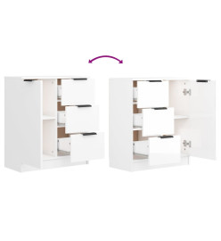 Buffets 2 pcs Blanc brillant 60x30x70 cm Bois d'ingénierie