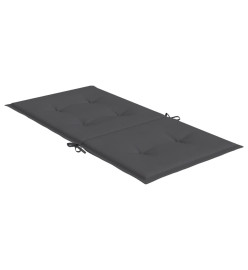 Coussins de chaise de jardin à dossier bas lot de 2 anthracite