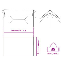 Bâche de camping vert 360x294 cm imperméable