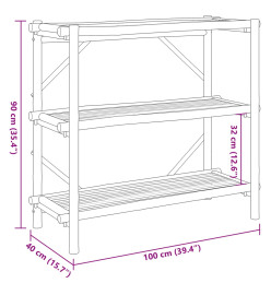 Étagère à 3 niveaux 100x40x90 cm bambou