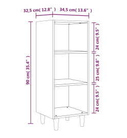 Buffet Blanc brillant 34,5x32,5x90 cm Bois d'ingénierie