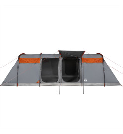 Tente de camping tunnel 8 personnes gris et orange imperméable