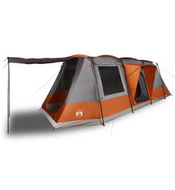 Tente de camping tunnel 4 personnes gris et orange imperméable