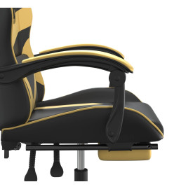 Chaise de jeu avec repose-pied Noir et doré Similicuir