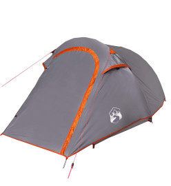 Tente de camping tunnel 2 personnes gris et orange imperméable