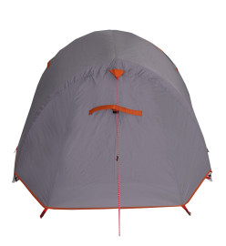 Tente de camping tunnel 2 personnes gris et orange imperméable