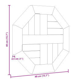 Dessus de table 40x40x2,5 cm octogonal bois de teck massif