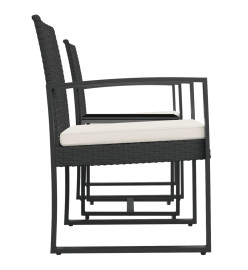 Ensemble à manger de jardin avec coussins 3 pcs noir rotin PP