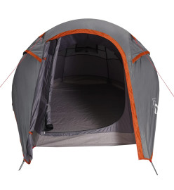 Tente de camping tunnel 3 personnes gris et orange imperméable