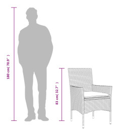 Ensemble à manger de jardin et coussins 5 pcs blanc rotin verre