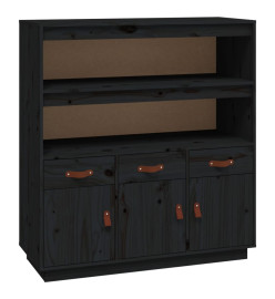 Buffet haut Noir 100x40x108,5 cm Bois massif de pin