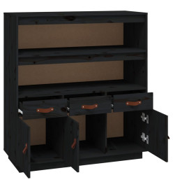 Buffet haut Noir 100x40x108,5 cm Bois massif de pin