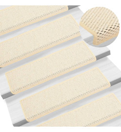 Tapis d'escalier autocollants 15 pcs 65x21x4 cm Crème