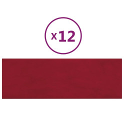 Panneaux muraux 12 pcs Rouge bordeaux 90x30 cm Velours 3,24 m²