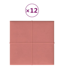 Panneaux muraux 12 pcs Rose 30x30 cm Velours 1,08 m²