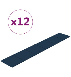 Panneaux muraux 12 pcs Bleu 90x15 cm Velours 1,62 m²