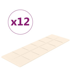 Panneaux muraux 12 pcs Crème 90x30 cm Velours 3,24 m²