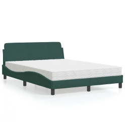 Lit avec matelas vert foncé 120x200 cm velours