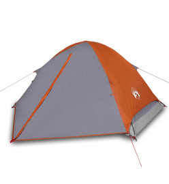 Tente de camping à dôme 4 personnes gris et orange imperméable