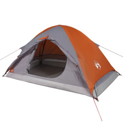 Tente de camping à dôme 4 personnes gris et orange imperméable